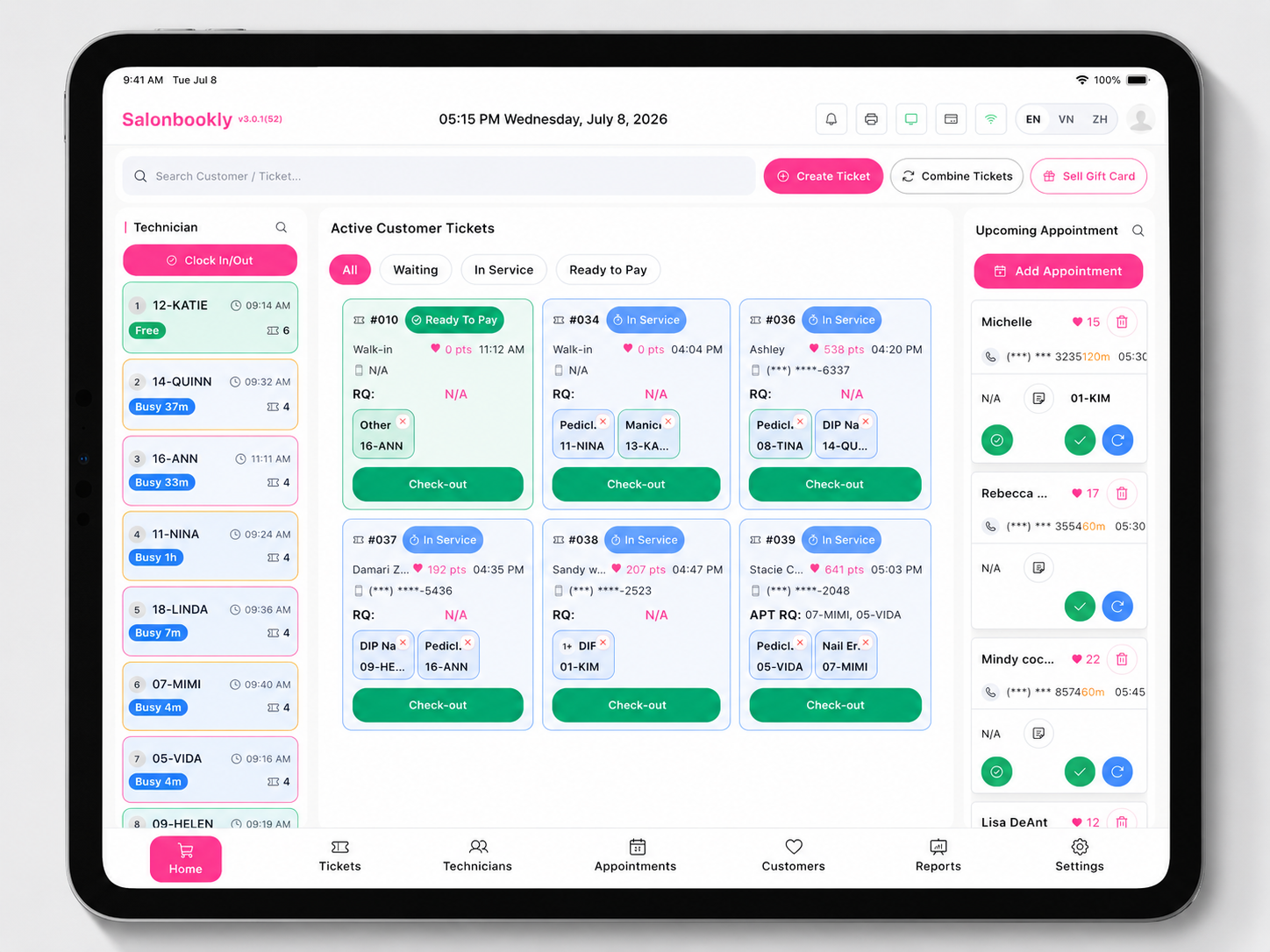 Salonbookly Check-In
